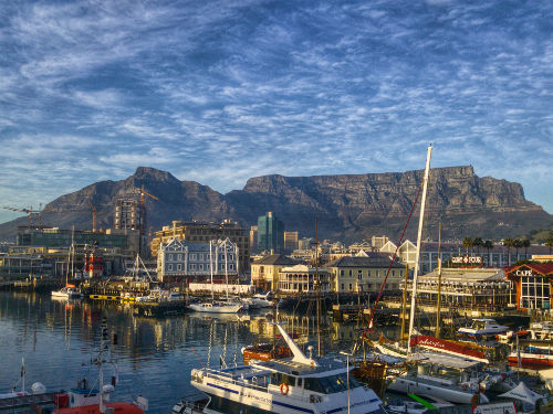 Docks at Cape Town with Table Mountain in the background